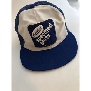 Vintage Carrier Specified Parts Trucker Hat Blue White Mesh Snapback HVAC Patch